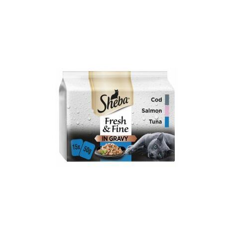 Sheba Fresh & Fine Wet Cat Food Pouches Fish in Gravy 15 x 5 - 748293