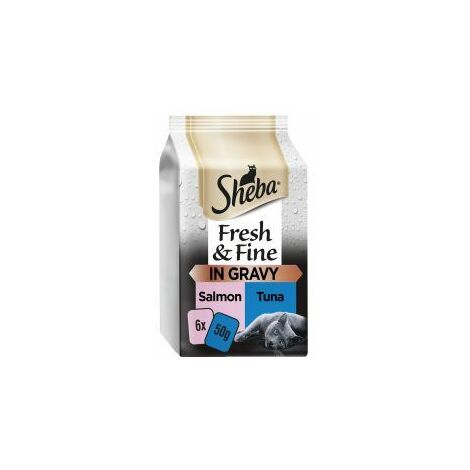 Sheba Fresh & Fine Wet Cat Food Pouches Salmon & Tuna in Gra - 748325