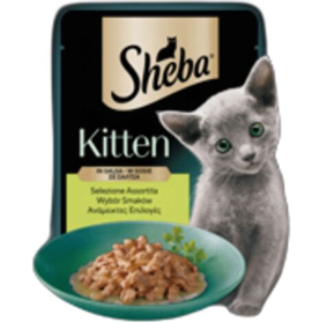 Sheba Kitten Cibo umido completo per gattini con salmone 4x 85g = 340g