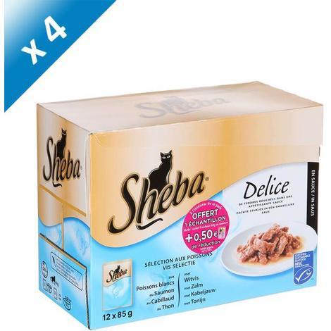 Sheba Mini Filets Sachet Fraicheur En Sauce Aux Poissons Pour Chat 12 X 85 G X4