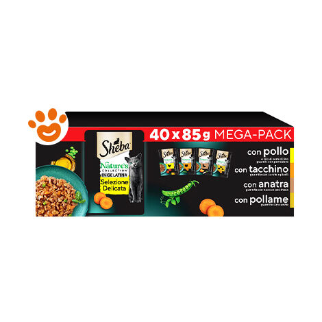 Sheba Selezione Assortita in Gelatina 40 x 85gr Pollo Tacchino Anatra Pollame