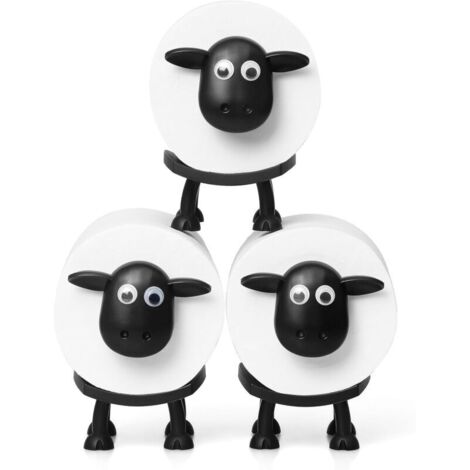 Sheep Toilet Roll Holder - Funny Toilet Paper Holder Free Standing Bathroom Set - 3D Printed Black Sheep Loo Roll Holder - Hilarious Tissue Paper Roll Storage - Cute Bathroom Decor - Set of 3