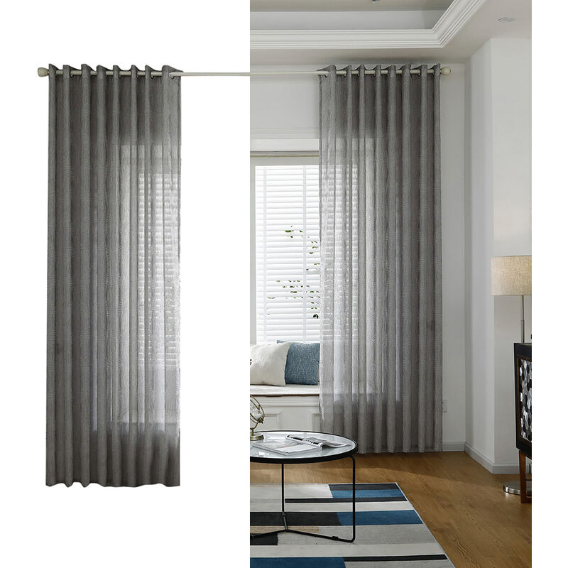 

Sheer gasa cortina de la ventana con el anillo de varilla para la cocina, dormitorio y sala de estar, 1 Panel, Gris, 39 'W x 78' L