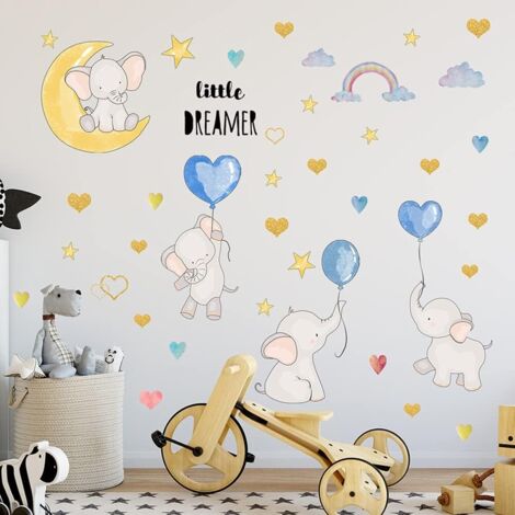 Sheets Decorative Wall Sticker, 25x35cm Cartoon Elephant Self-adhesive, Animals Wall Sticker Vinyl Wall Decor Mural Posters for Kids Room Baby Nursery