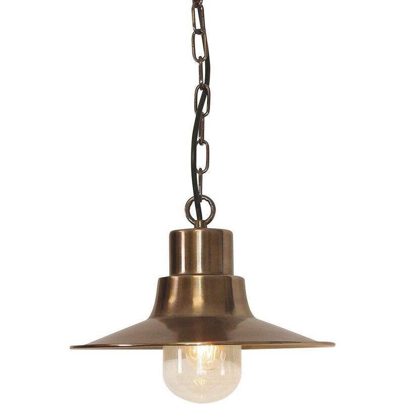 Elstead Lighting - Elstead Sheldon - 1 Light Outdoor Ceiling Chain Lantern Brass IP44, E27