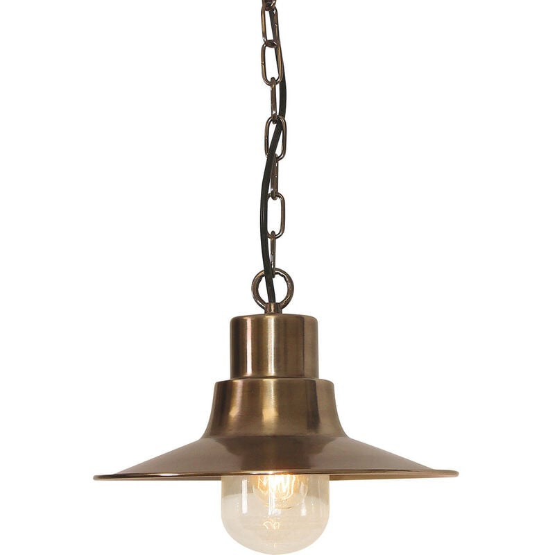 Sheldon - 1 Light Outdoor Ceiling Chain Lantern Brass IP44, E27 - Elstead