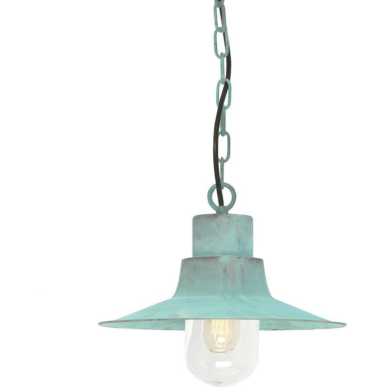 Elstead Lighting - Elstead Sheldon - 1 Light Outdoor Ceiling Chain Lantern Verdigris IP44, E27