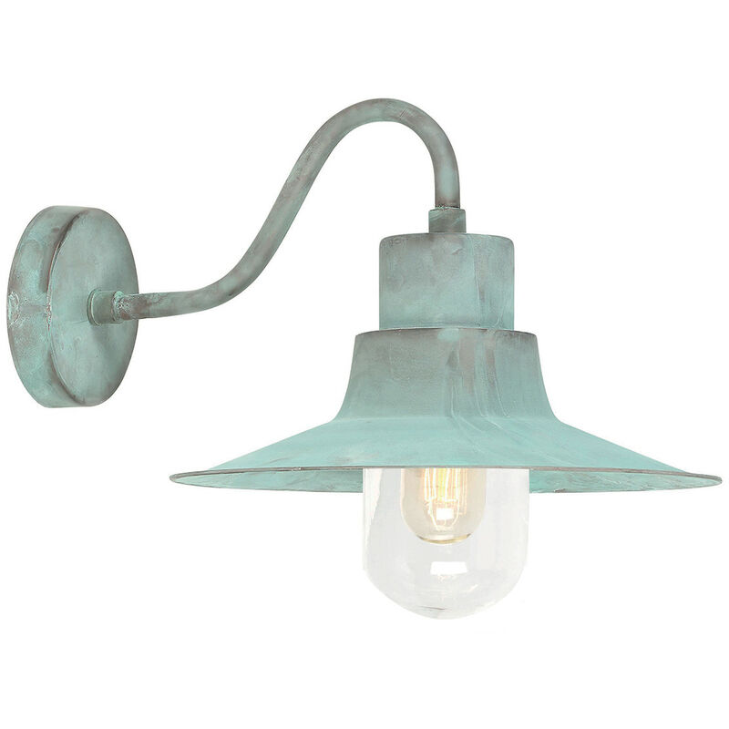 Sheldon - 1 Light Outdoor Fisherman Dome Wall Light Verdigris IP44, E27 - Elstead