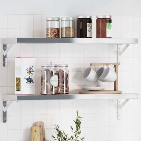 Shelf Brackets 4 pcs 20x2.5x14 cm Silver Stainless Steel vidaXL