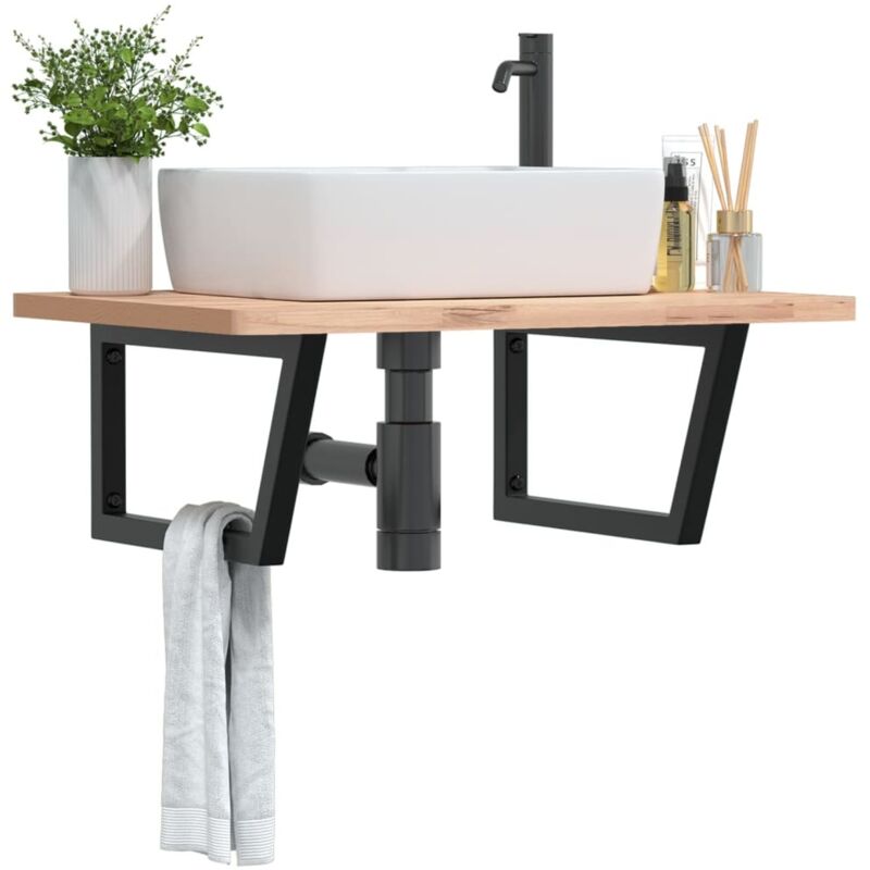Shelf Brackets For Washbasin 2 Pcs Black Trapezium Steel Vidaxl