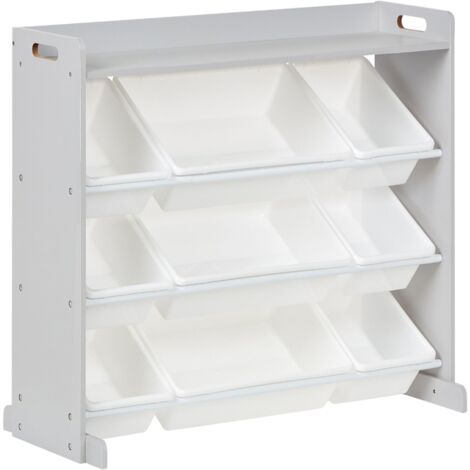 Shelf with 9 Storage Boxes COLLIE 78 cm Grey