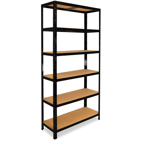 shelfplaza® BLACK 200x50x40 cm Scaffale metallo nero per carichi pesanti con 6 ripiani / Scaffale in metallo nero con ciascuno 145kg di capacità di carico / Mensola metallo nero come scaffale garage - nero