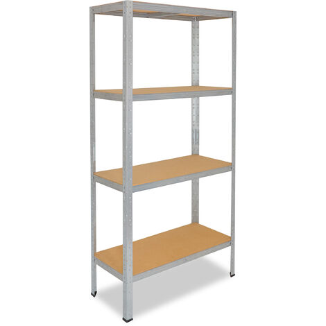 shelfplaza® HOME 155x50x23 cm Scaffale metallo per carichi pesanti zincato con 4 ripiani con 175kg capacità di carico / Scaffali in metallo per garage come scaffali per ripostiglio o officina - zincato