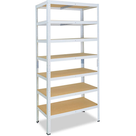 shelfplaza® HOME 200x80x30cm Étagère charge lourde blanc / etagere metallique 7 Niveaux / 125kg capacité charge / etagere en metal, étagères de rangement & etagere rangement garage acier - blanc
