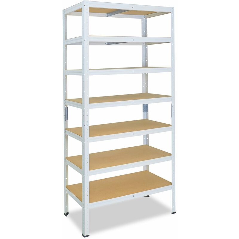 Image of shelfplaza® HOME 230x45x40 cm Scaffale metallo per carichi pesanti bianco con 7 ripiani con 125kg capacità di carico / Scaffali in metallo per garage