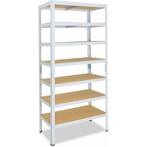 shelfplaza® HOME 230x50x40 cm Scaffale metallo per carichi pesanti bianco con 7 ripiani con 125kg capacità di carico / Scaffali in metallo per garage come scaffali per ripostiglio o officina - bianco
