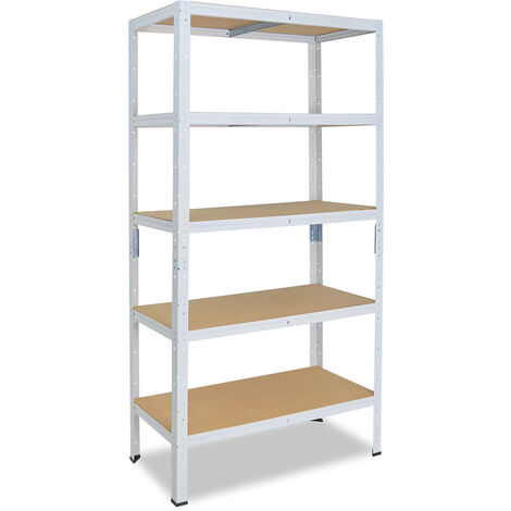shelfplaza® HOME 230x80x45cm Étagère charge lourde blanc / etagere metallique 5 Niveaux / 175kg capacité charge / etagere en metal, étagères de rangement & etagere rangement garage acier - blanc
