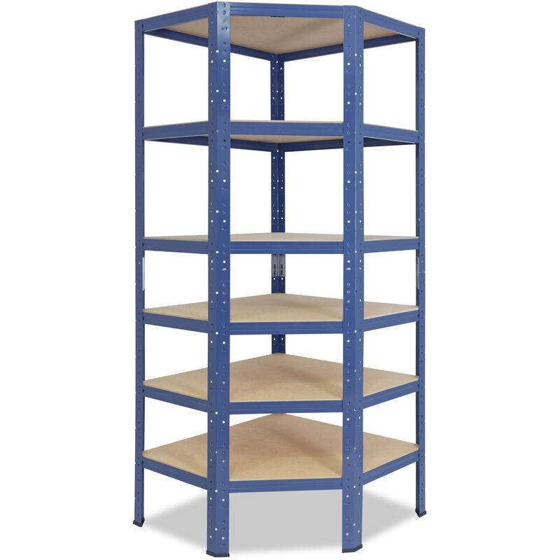 Shelfplaza - home 230x80x50 cm Étagère d'angle bleu / etagere angle en metal 6 niveaux / etagères d'angle avec capacité charge 145kg par niveau /