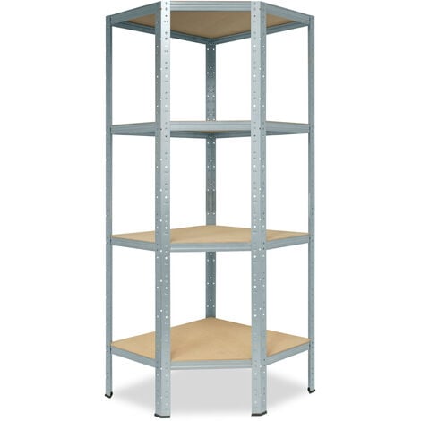 shelfplaza® HOME Eckregal 155x60x30 cm verzinkt mit 4 Böden - Steckregal für unsere 30 Tiefen