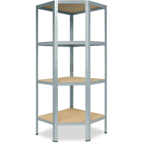 shelfplaza® HOME Eckregal 155x90x60 cm verzinkt mit 4 Böden - Steckregal für unsere 60 Tiefen
