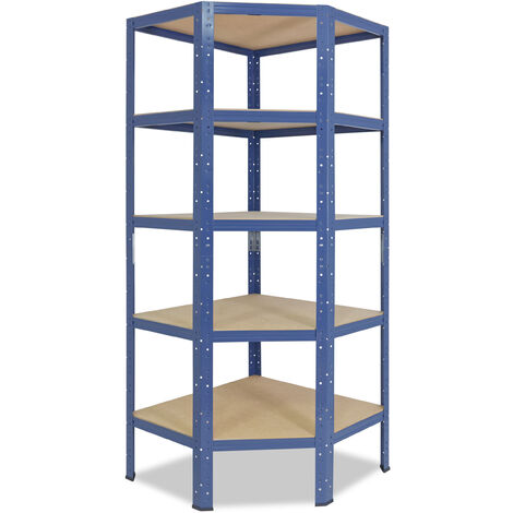 shelfplaza® HOME Eckregal 180x90x60 cm blau mit 5 Böden - Steckregal für unsere 60 Tiefen