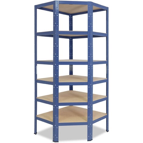 shelfplaza® HOME Eckregal 180x90x60 cm blau mit 6 Böden - Steckregal für unsere 60 Tiefen