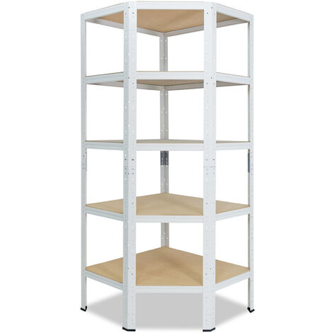 shelfplaza® HOME Eckregal 180x90x60 cm weiß mit 5 Böden - Steckregal für unsere 60 Tiefen