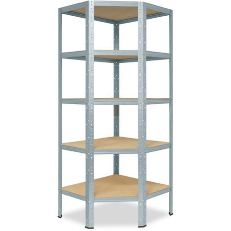 shelfplaza® HOME Eckregal 200x60x30 cm verzinkt mit 5 Böden - Steckregal für unsere 30 Tiefen