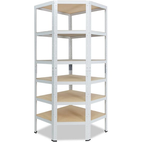 shelfplaza® HOME Eckregal 200x60x30 cm weiß mit 6 Böden - Steckregal für unsere 30 Tiefen