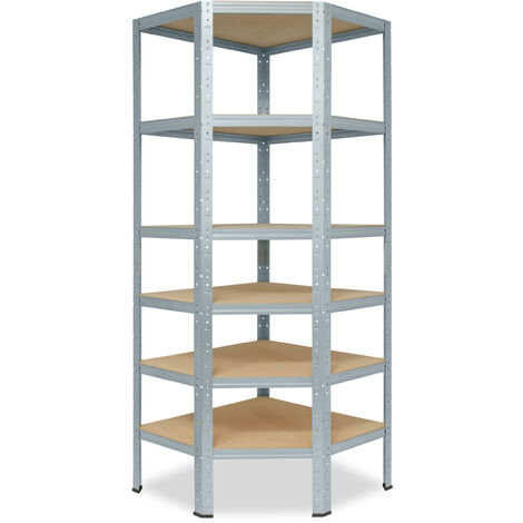 shelfplaza® HOME Eckregal 200x90x60 cm verzinkt mit 6 Böden - Steckregal für unsere 60 Tiefen