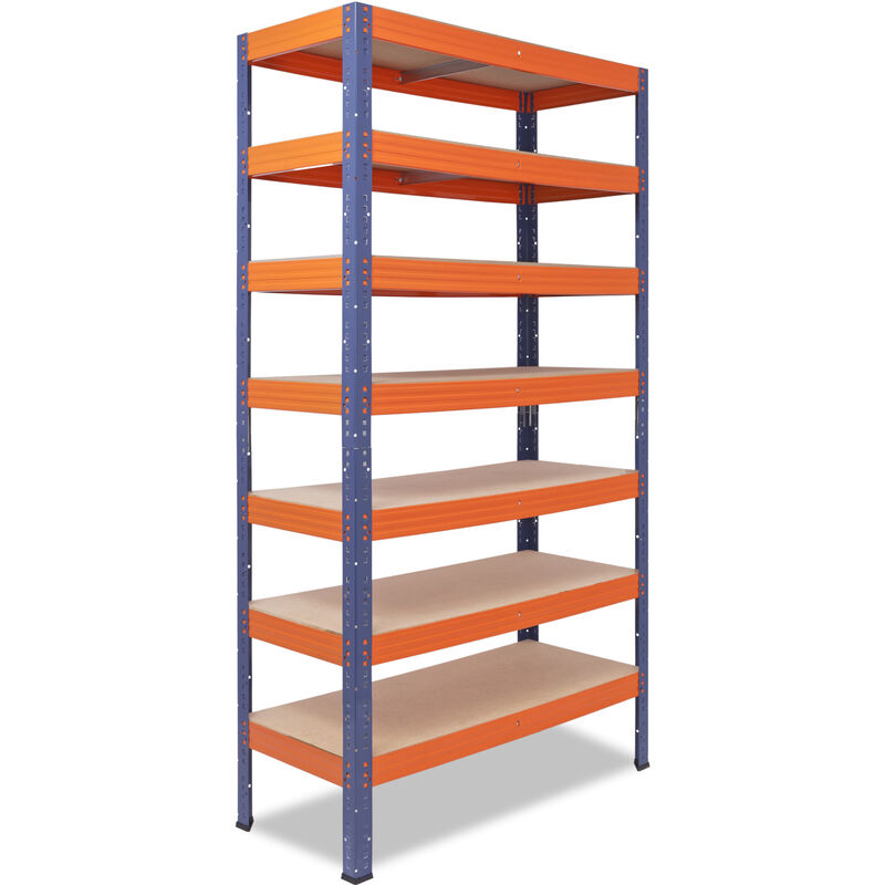 Shelfplaza - pro 230x100x45 cm Étagère charge lourde bleu-orange / etagere metal 7 plateaux / capacité d' étagere métallique 142kg / meuble etagere