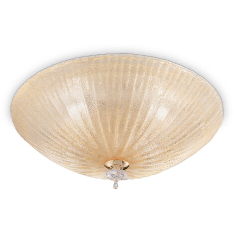 SHELL PLAFONIERA IN VETRO AMBRA 3 LUCI ATTACCO E27 D.40CM