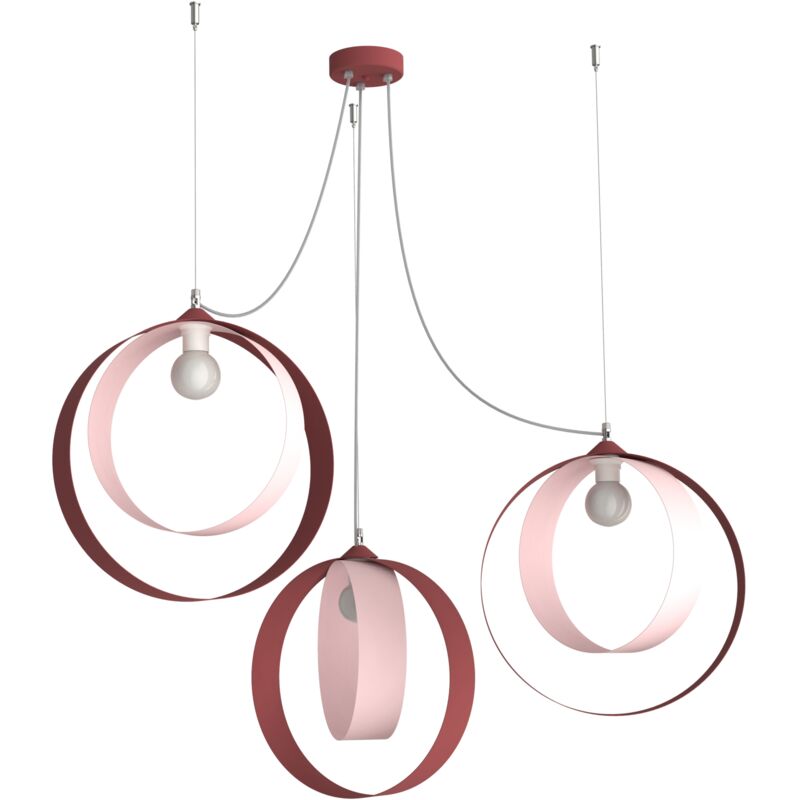 Lumicom Rosa Shell Sospensione 3 Luci Bicolore Opaco