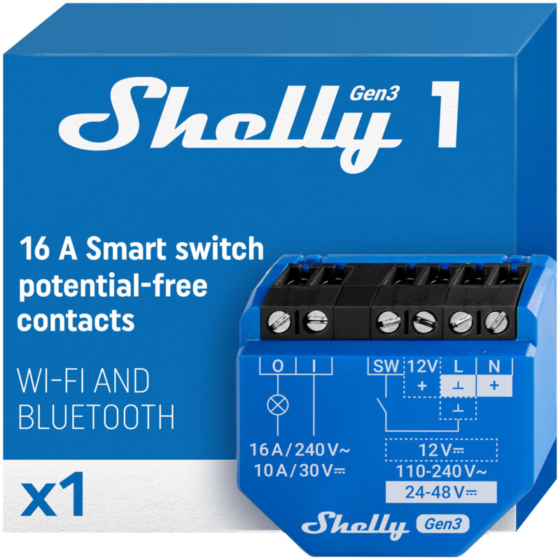 Shelly - 1 GEN3 relais interrupteur intelligent wi-fi avec contact sec interrupteur d'éclairage domotique compatible avec al
