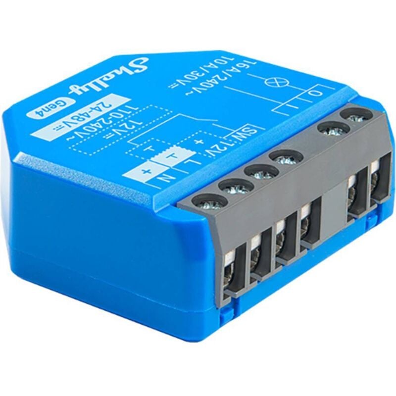 Shelly - 1 mini GEN4 - module interrupteur matter, zigbee, wi-fi, 1 canal 16A, contacts secs, ouvre-porte de garage connecté, cont
