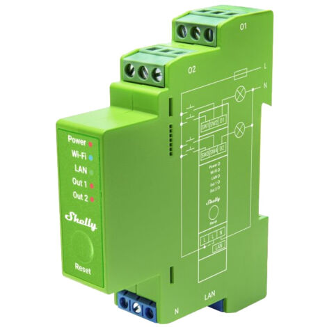 SHELLY 2-Kanal-DIN-Schienen-Smart-Dimmer, Pro Dimmer 2PM, Messfunktion