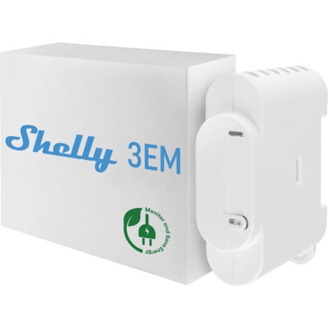 Shelly 3EM, Compteur électrique triphasé - 120 A (par canal), Indicateur de consommation électrique, Alexa & Google Home, App iOS et Android