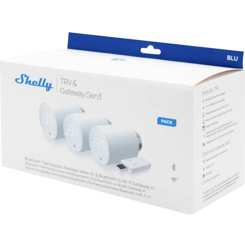 Shelly Shelly_B_TRV_3 Shelly 3x Blu Smart Thermostat Valve Wi-Fi & BLE