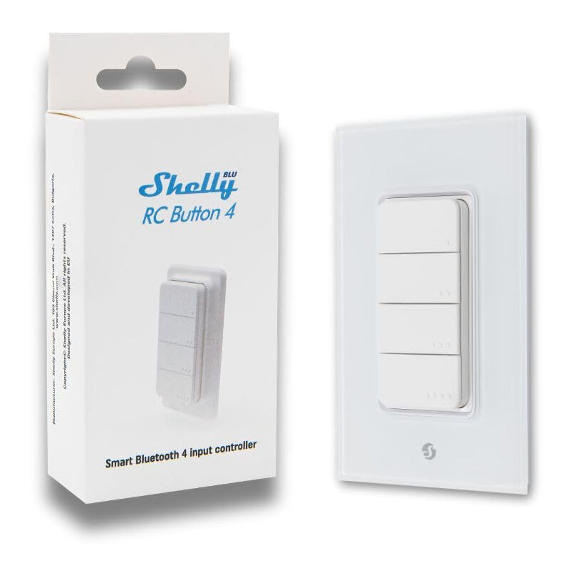 Shelly - blu rc button 4 - télécommande bluetooth avec support magnétique, commande éclairage et appareils intelligents, pile faib