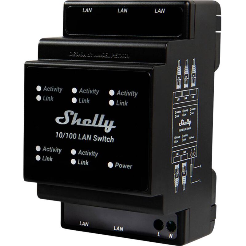 Lan switch interrupteur/commutateur lan répétiteur ethernet courant alternatif 110V - 230 v montage sur rail din - Shelly