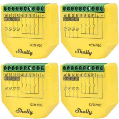 SHELLY LED-Lichtcontroller Plus RGBW, PM, BT, WLAN, Unterputz, gelb, 4 Stück