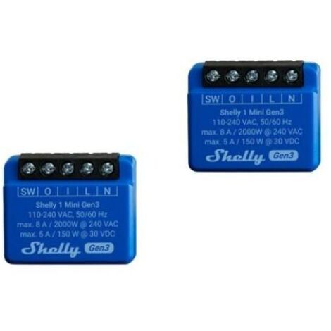 Shelly Mini 1 GEN3 DOUBLE PACK- Smart Relay 8A AC/DC WiFi/BT