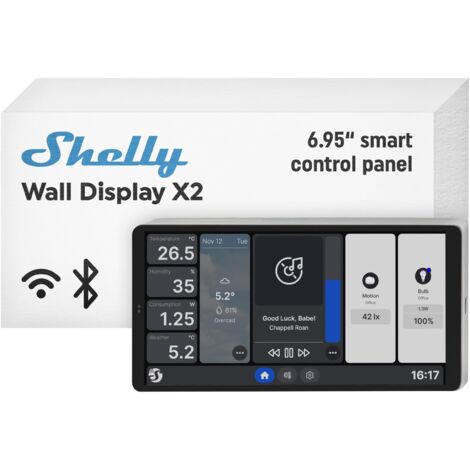 Shelly Plug&Play Wall Display X2 Silver + Blu H&T Ivory Android WLAN Silber