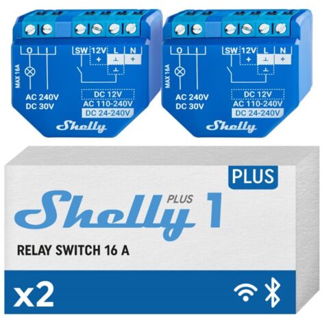Shelly Plus 1, Interrupteur/commutateur de relais connecté, Wi-Fi & Bluetooth, Domotique, Compatible avec Alexa & Google Home, App iOS Android, Pas de hub requis, Télécommande portail