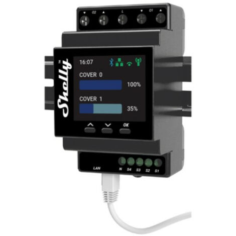 Shelly Pro Dual Cover / Shutter PM alimentación del relé Negro
