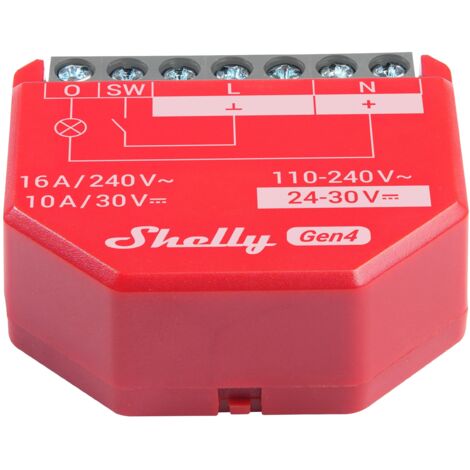 SHELLY Relais 1PM Gen4, 16 A, WLAN, Bluetooth, rot