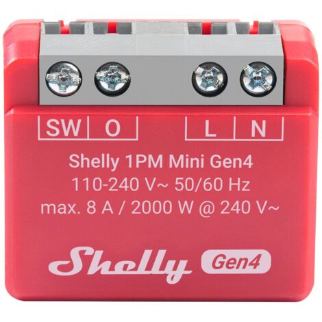 SHELLY Relais 1PM Mini Gen4, 8 A, WLAN, Bluetooth, rot