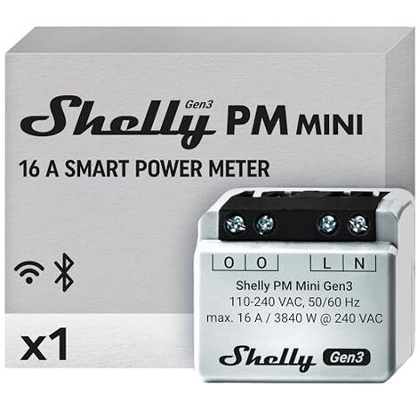 Shelly Shelly PM Mini Gen3 Actionneur de mesure de commutateur Wi-Fi, Bluetooth