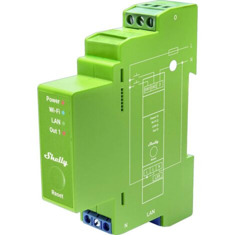 Shelly Shelly Pro Dimmer 1PM Relais pour rail DIN Bluetooth, Wi-Fi
