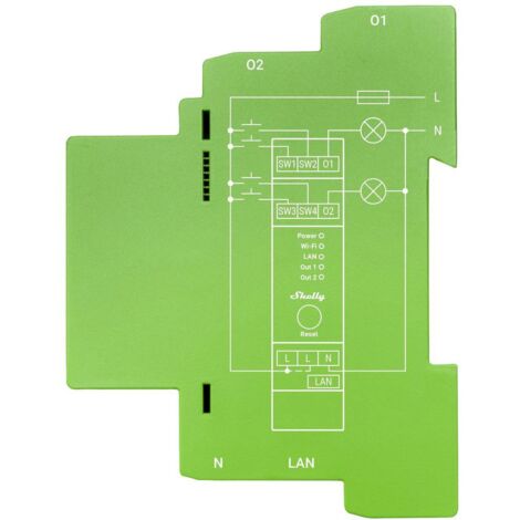 Shelly Shelly Pro Dimmer 2PM Relais pour rail DIN Bluetooth, Wi-Fi